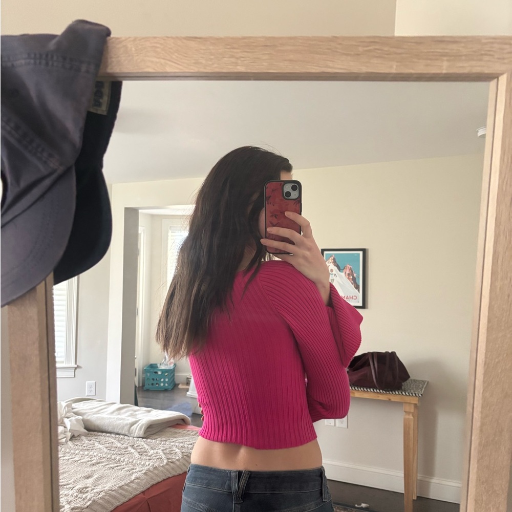 Women's Pink Ribbed Top - Picture 4 of 4